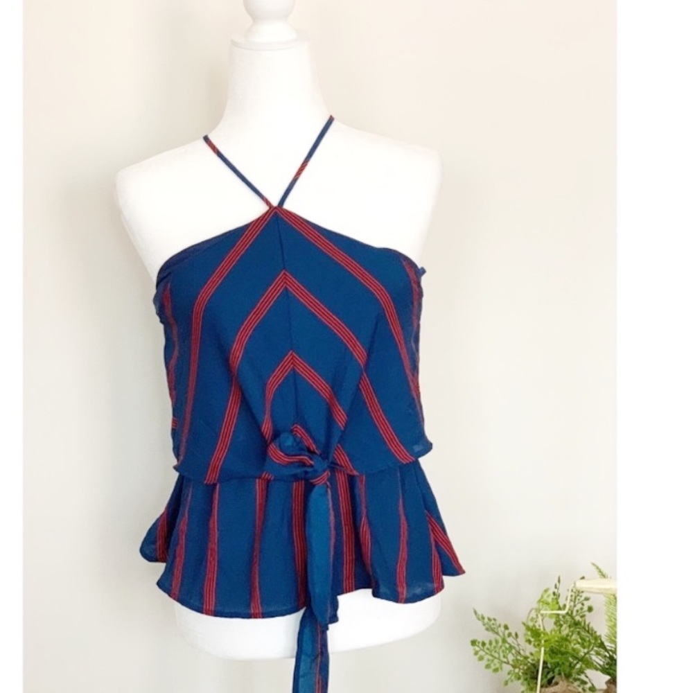 Monteau medium size blue and red summer  top